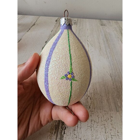 Patricia breen Daisy purple glitter egg ornament Xmas tree spring - Picture 2 of 8